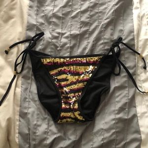 Sequined black bikini bottoms